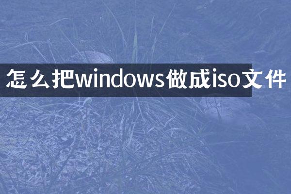 怎么把windows做成iso文件