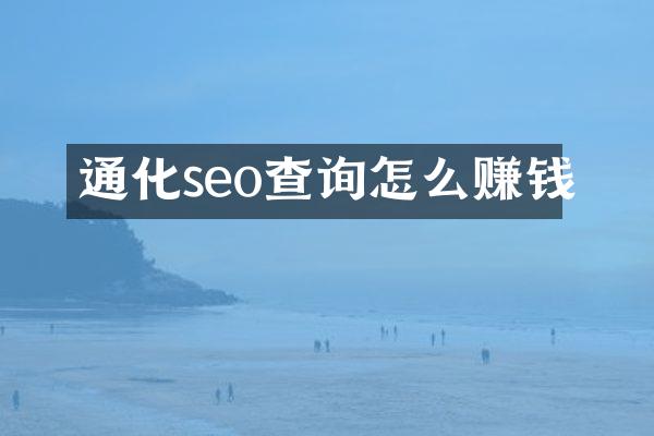 通化seo查询怎么赚钱