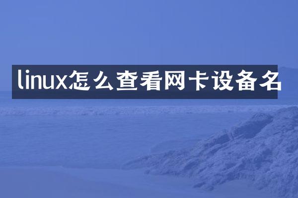 linux怎么查看网卡设备名