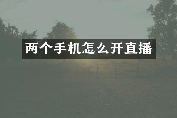 两个手机怎么开直播