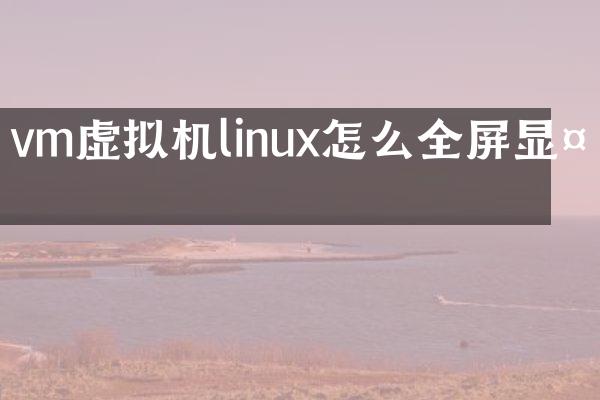 vm虚拟机linux怎么全屏显示