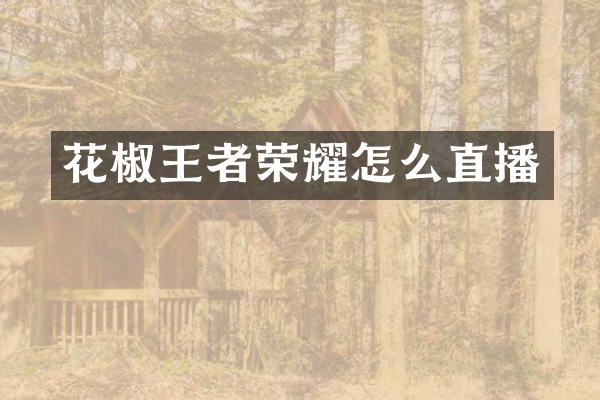 花椒王者荣耀怎么直播