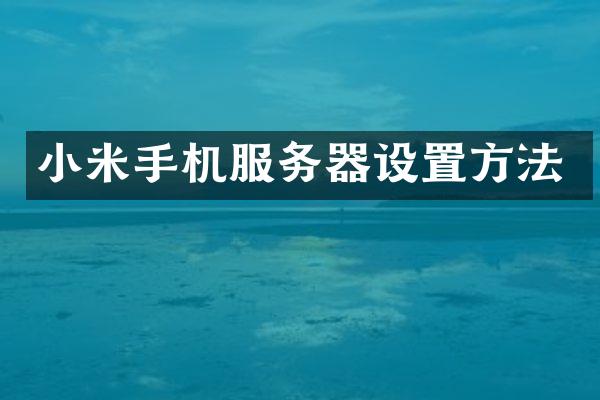 小米手机服务器设置方法