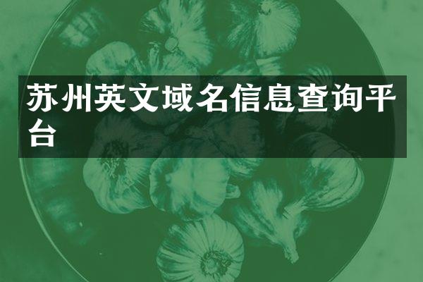 苏州英文域名信息查询平台