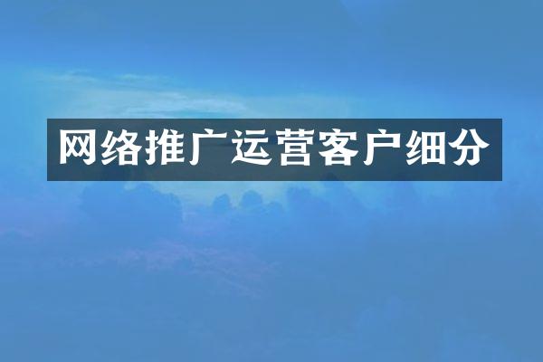 网络推广运营客户细分