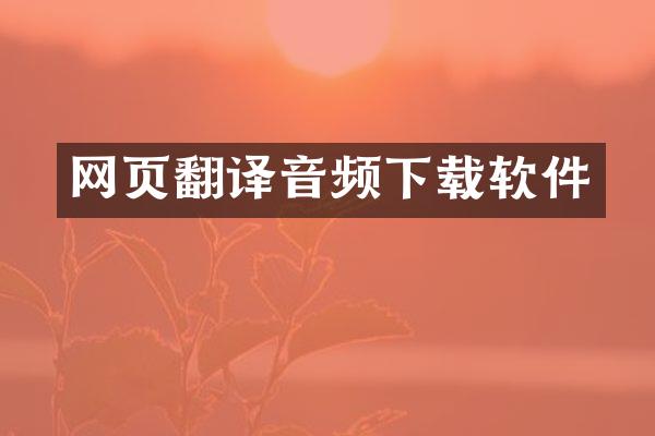 网页翻译音频下载软件