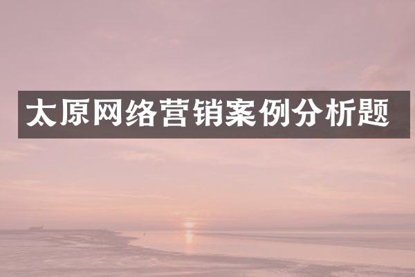 太原网络营销案例分析题