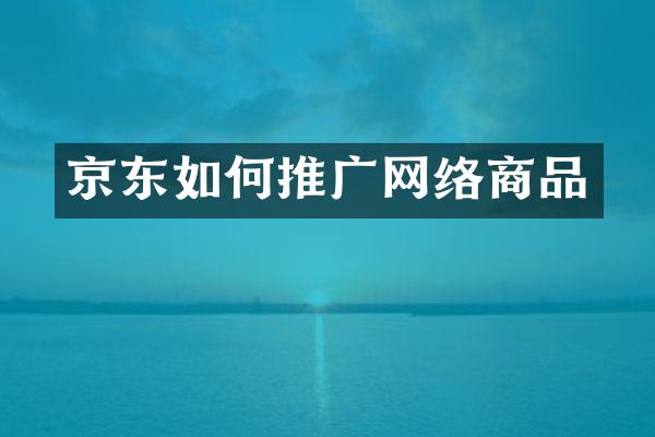 京东如何推广网络商品