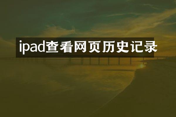 ipad查看网页历史记录