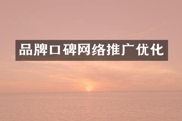 品牌口碑网络推广优化
