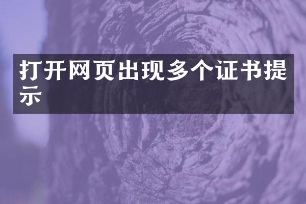 打开网页出现多个证书提示
