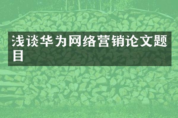 浅谈华为网络营销论文题目