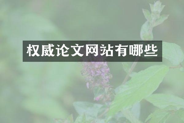 权威论文网站有哪些