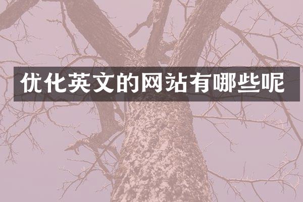 优化英文的网站有哪些呢