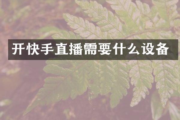 开快手直播需要什么设备