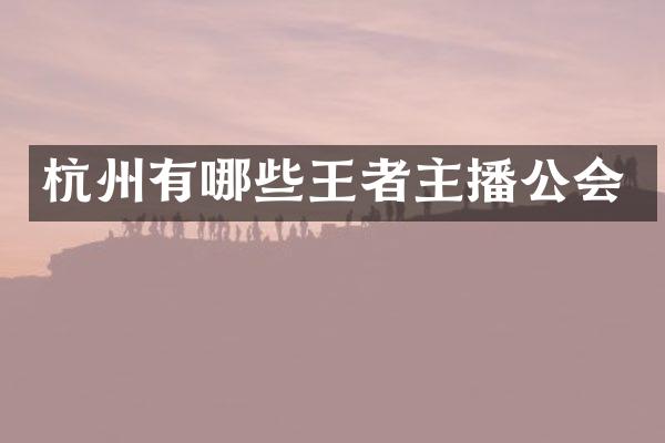 杭州有哪些王者主播公会