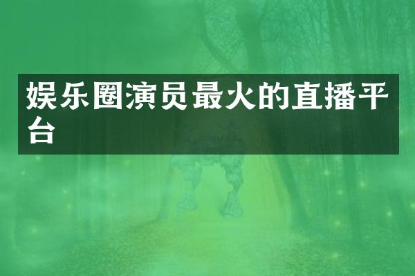 娱乐圈演员最火的直播平台