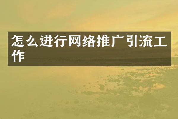 怎么进行网络推广引流工作