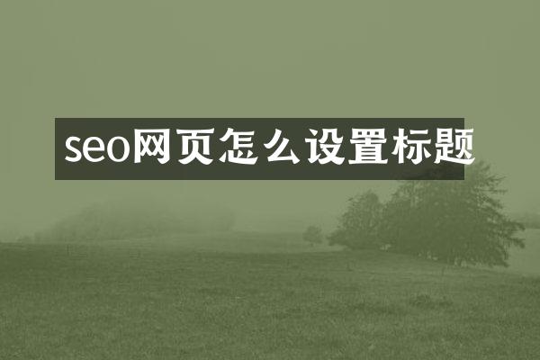 seo网页怎么设置标题