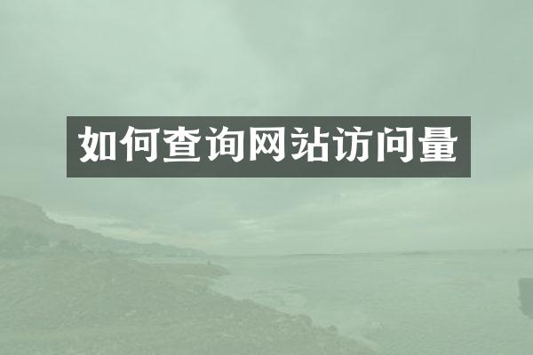 如何查询网站访问量