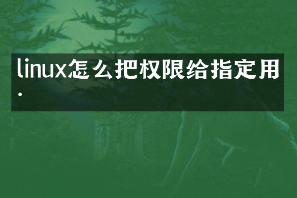 linux怎么把权限给指定用户