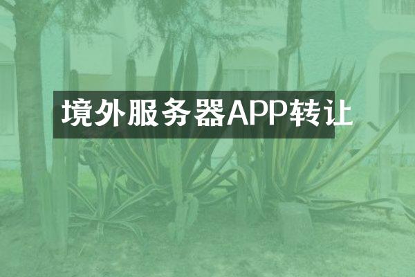 境外服务器APP转让