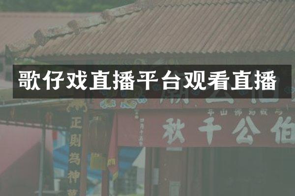 歌仔戏直播平台观看直播
