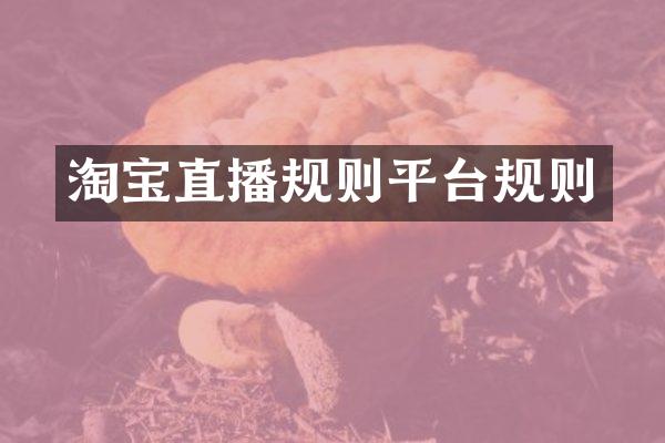 淘宝直播规则平台规则