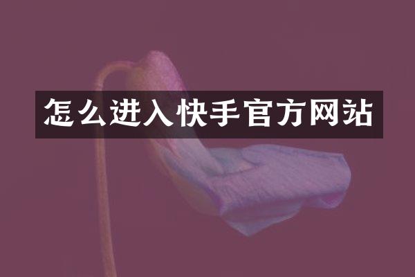 怎么进入快手官方网站