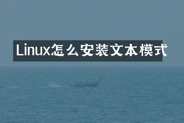 Linux怎么安装文本模式