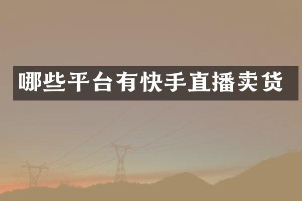 哪些平台有快手直播卖货