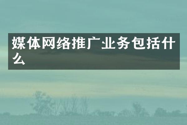 媒体网络推广业务包括什么