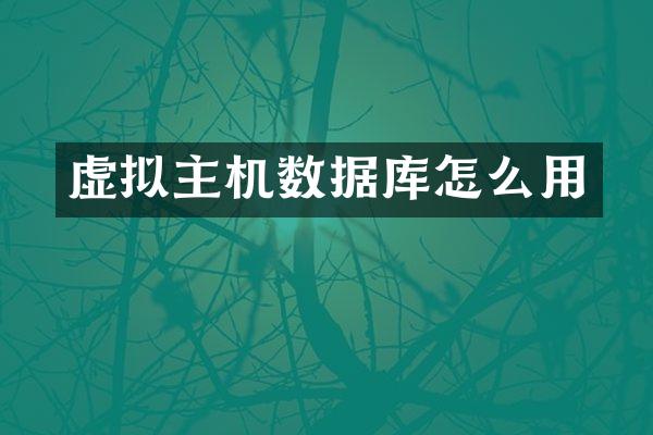 虚拟主机数据库怎么用