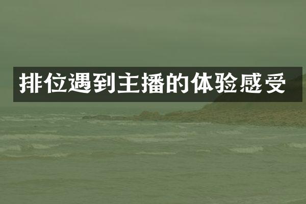 排位遇到主播的体验感受