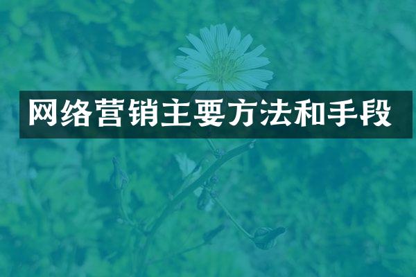 网络营销主要方法和手段