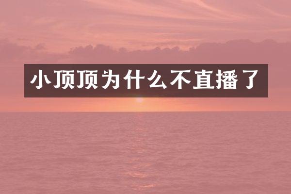 小顶顶为什么不直播了
