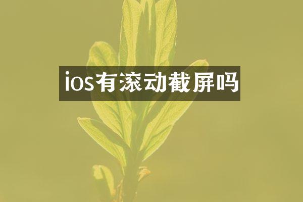 ios有滚动截屏吗