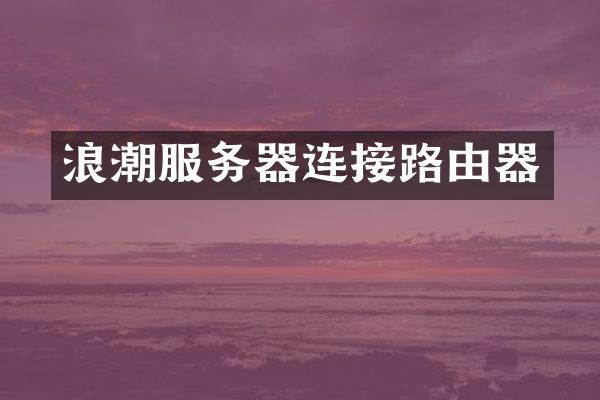 浪潮服务器连接路由器