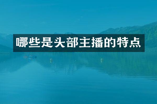 哪些是头部主播的特点