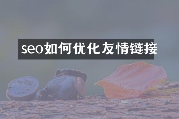 seo如何优化友情链接