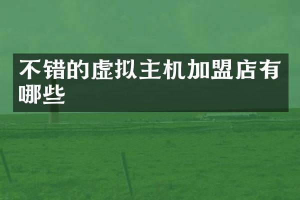 不错的虚拟主机加盟店有哪些