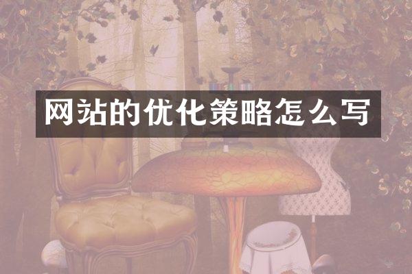 网站的优化策略怎么写
