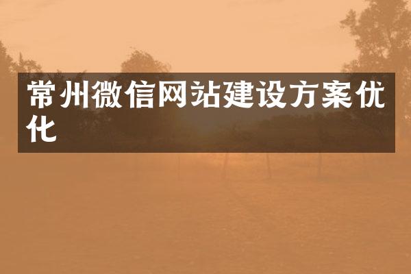常州微信网站建设方案优化
