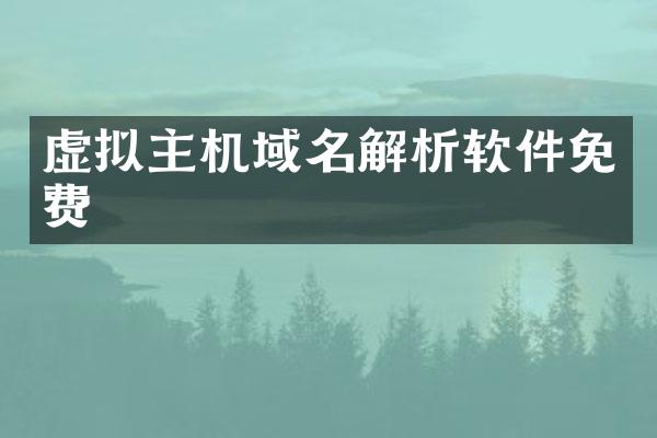 虚拟主机域名解析软件免费