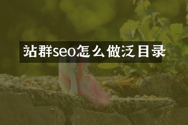 站群seo怎么做泛目录