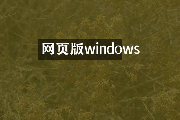 网页版windows