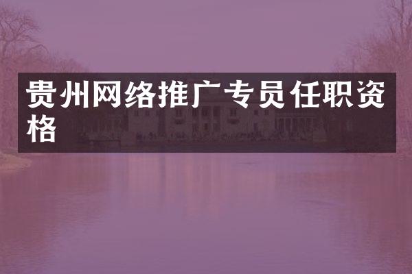 贵州网络推广专员任职资格