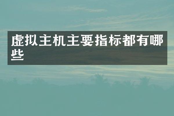 虚拟主机主要指标都有哪些