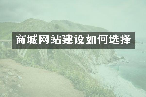 商城网站建设如何选择