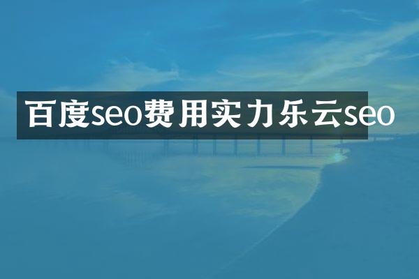 百度seo费用实力乐云seo